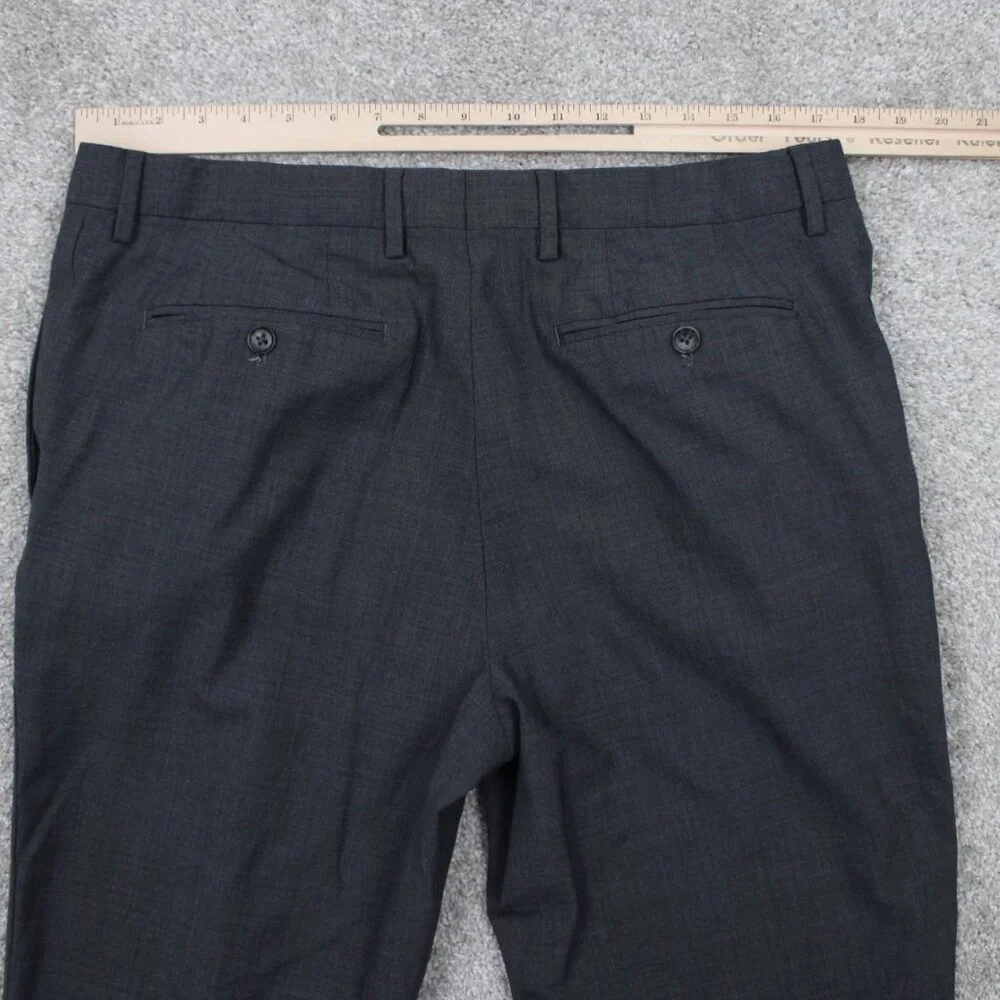Banana Republic Dress Pants Men 35x32 Gray Wool Stretch Flat Front Acetate Lined